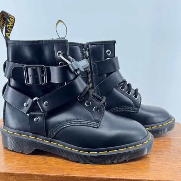 DR. MARTENS Cristofor Leather Harness Lace up Boots Size Men's 5 Ladies 6 - Picture 5 of 13